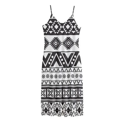 Dark Grey Aztec Pattern Print Jersey Midi Cami Dress