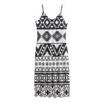 Dark Grey Aztec Pattern Print Jersey Midi Cami Dress