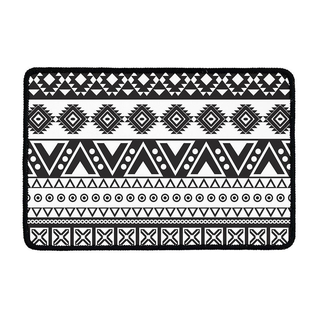 Dark Grey Aztec Pattern Print Kitchen Mat