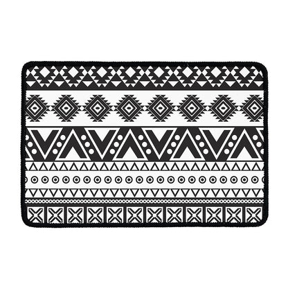 Dark Grey Aztec Pattern Print Kitchen Mat