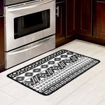 Dark Grey Aztec Pattern Print Kitchen Mat