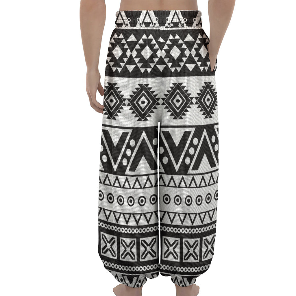 Dark Grey Aztec Pattern Print Lantern Pants