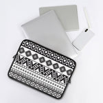 Dark Grey Aztec Pattern Print Laptop Sleeve