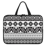 Dark Grey Aztec Pattern Print Laptop Sleeve With Handle