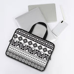 Dark Grey Aztec Pattern Print Laptop Sleeve With Handle