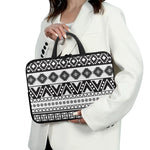 Dark Grey Aztec Pattern Print Laptop Sleeve With Handle