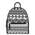 Dark Grey Aztec Pattern Print Leather Backpack