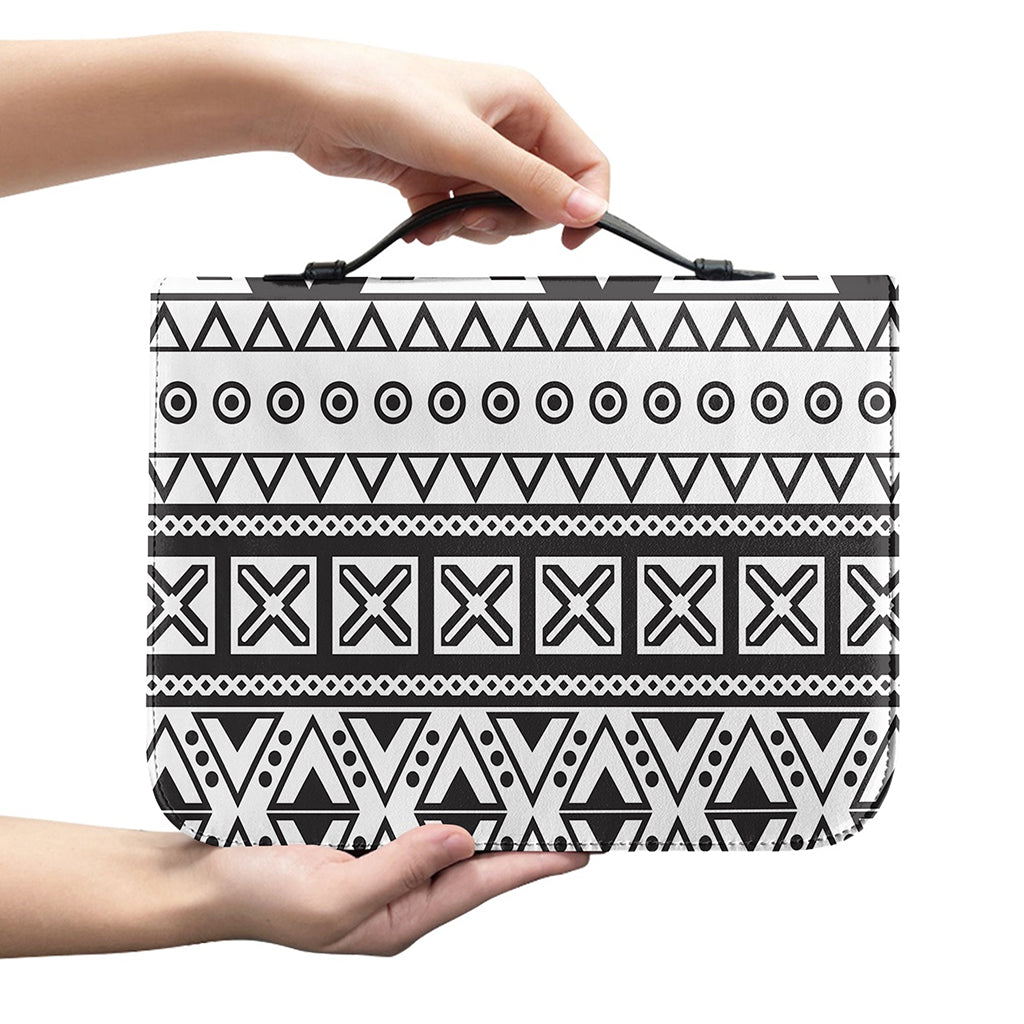 Dark Grey Aztec Pattern Print Leather Bible Cover