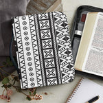 Dark Grey Aztec Pattern Print Leather Bible Cover