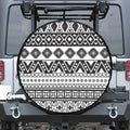 Dark Grey Aztec Pattern Print Leather Spare Tire Cover