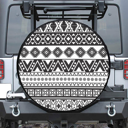 Dark Grey Aztec Pattern Print Leather Spare Tire Cover
