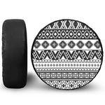 Dark Grey Aztec Pattern Print Leather Spare Tire Cover
