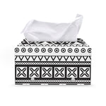 Dark Grey Aztec Pattern Print Leather Tissue Box Cover