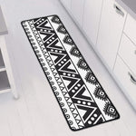Dark Grey Aztec Pattern Print Long Kitchen Mat