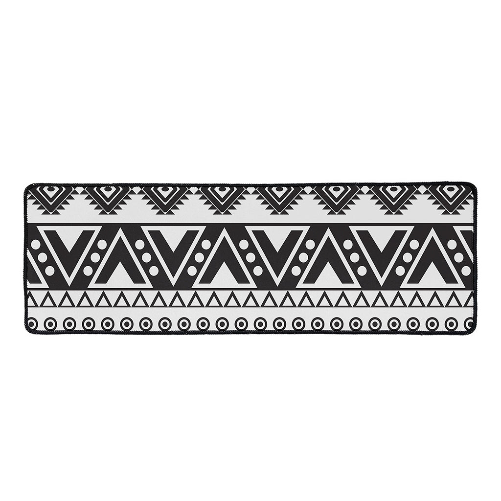 Dark Grey Aztec Pattern Print Long Kitchen Mat