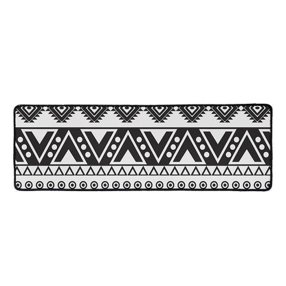 Dark Grey Aztec Pattern Print Long Kitchen Mat
