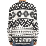 Dark Grey Aztec Pattern Print Long Sleeve Baseball Jersey