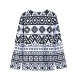 Dark Grey Aztec Pattern Print Long Sleeve Short Coat