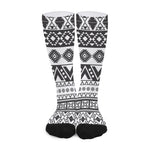 Dark Grey Aztec Pattern Print Long Socks