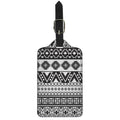 Dark Grey Aztec Pattern Print Luggage Tag