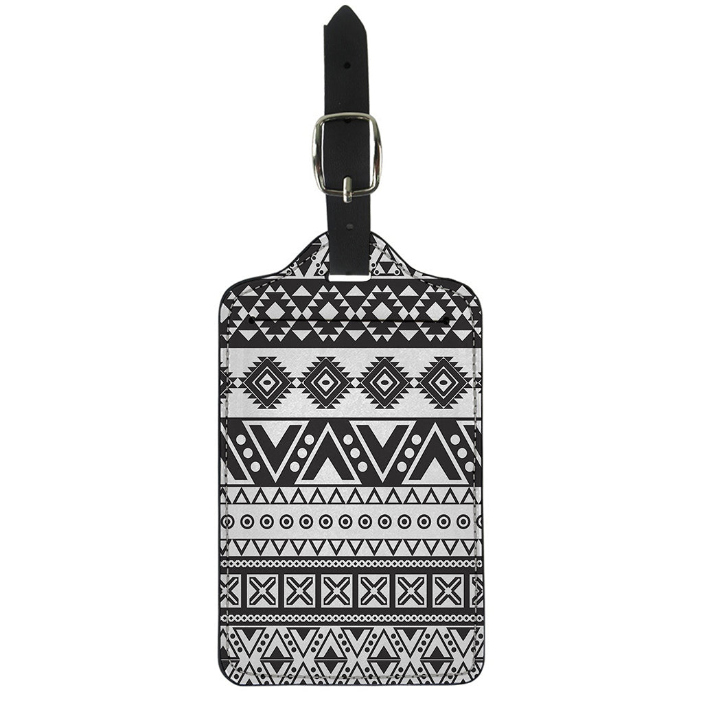 Dark Grey Aztec Pattern Print Luggage Tag