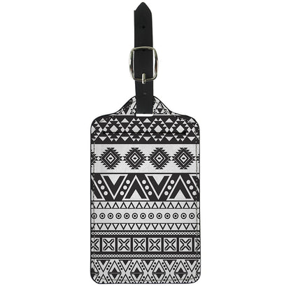 Dark Grey Aztec Pattern Print Luggage Tag