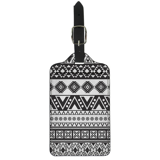 Dark Grey Aztec Pattern Print Luggage Tag