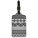 Dark Grey Aztec Pattern Print Luggage Tag