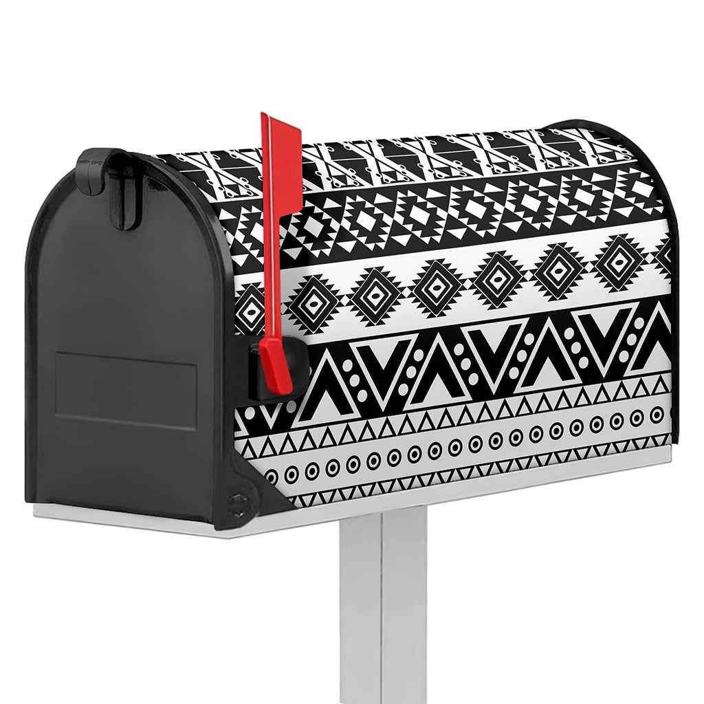 Dark Grey Aztec Pattern Print Mailbox Cover