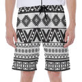 Dark Grey Aztec Pattern Print Men's Beach Shorts