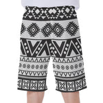Dark Grey Aztec Pattern Print Men's Beach Shorts