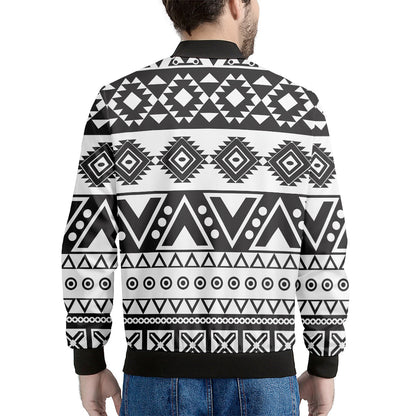 Dark Grey Aztec Pattern Print Men's Bomber Jacket
