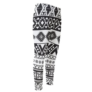 Dark Grey Aztec Pattern Print Men's Compression Pants