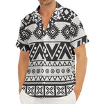 Dark Grey Aztec Pattern Print Men's Deep V-Neck Shirt