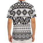 Dark Grey Aztec Pattern Print Men's Deep V-Neck Shirt