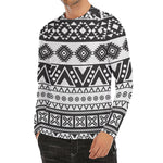 Dark Grey Aztec Pattern Print Men's Long Sleeve Rash Guard