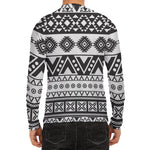 Dark Grey Aztec Pattern Print Men's Long Sleeve Rash Guard