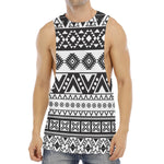 Dark Grey Aztec Pattern Print Men's Muscle Tank Top