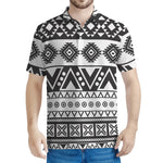 Dark Grey Aztec Pattern Print Men's Polo Shirt