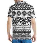 Dark Grey Aztec Pattern Print Men's Polo Shirt