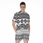 Dark Grey Aztec Pattern Print Men's Rompers