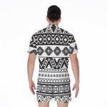 Dark Grey Aztec Pattern Print Men's Rompers