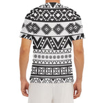 Dark Grey Aztec Pattern Print Men's Short Sleeve Rash Guard