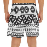 Dark Grey Aztec Pattern Print Men's Split Running Shorts
