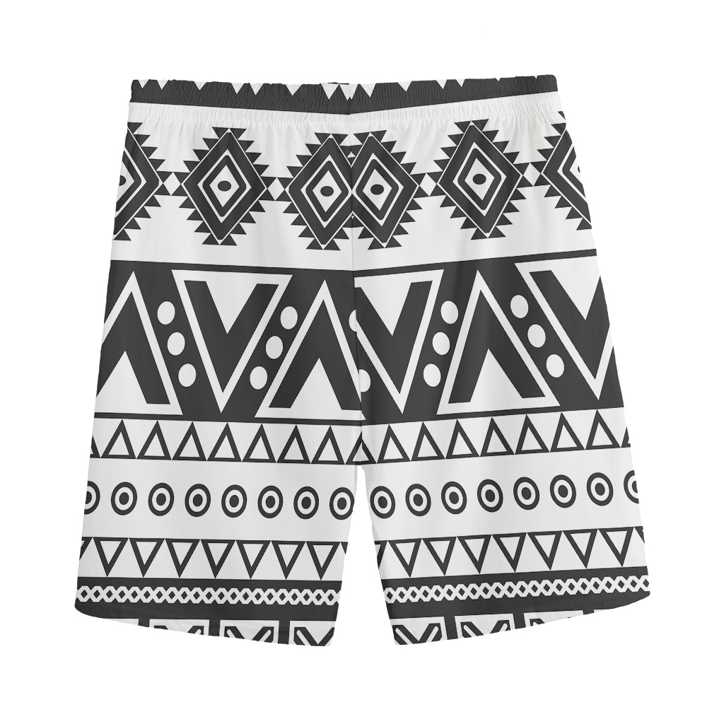 Dark Grey Aztec Pattern Print Men's Sports Shorts