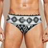 Dark Grey Aztec Pattern Print Men's Swim Briefs