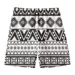 Dark Grey Aztec Pattern Print Men's Swim Trunks