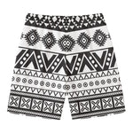 Dark Grey Aztec Pattern Print Men's Swim Trunks