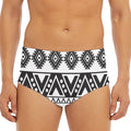 Dark Grey Aztec Pattern Print Men's Triangle Swim Briefs