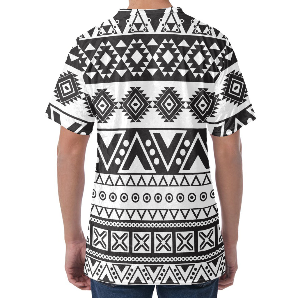 Dark Grey Aztec Pattern Print Men's Velvet T-Shirt